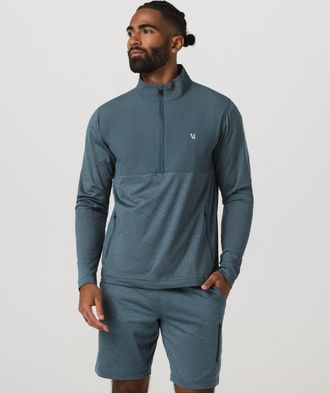 Vuori Clothing Sunday Element Half Zip Jacket | Blue Sea Heather | Medium