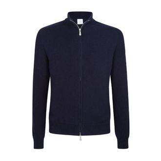 Eleventy Cardigans, male, Blue, Size: L Maglia Giubbino Full Zip