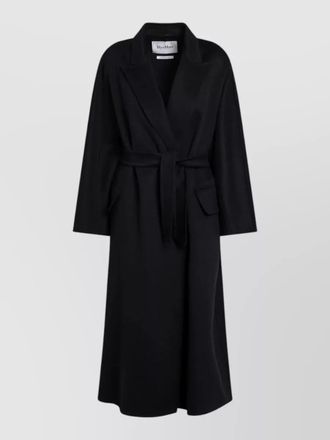 Max Mara long jacket belted waist lapel collar