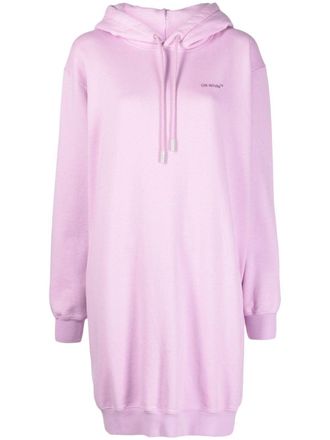 Off-white logo-print hooded dress - women - Cotton - S - Pink