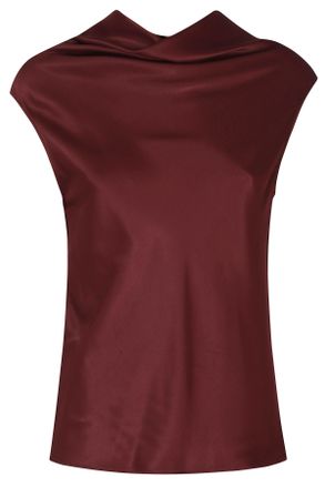 Alberta Ferretti Red Cowl Neck Viscose Top