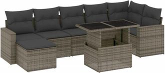 vidaXL Set de sofás de jardín y cojines 8 piezas ratán sintético gris Vidaxl