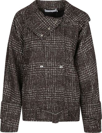 Iro Inja Checkered Textured Cotton-Blend Jacket