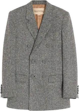 Valentino Garavani Dubbelrijige Jas - Heren - Jassen - Grijs - Maat: XL Wol