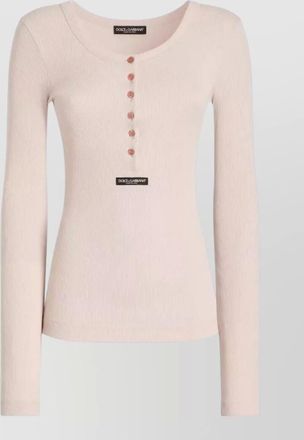 Dolce & Gabbana ribbed cotton long sleeve henley t shirt