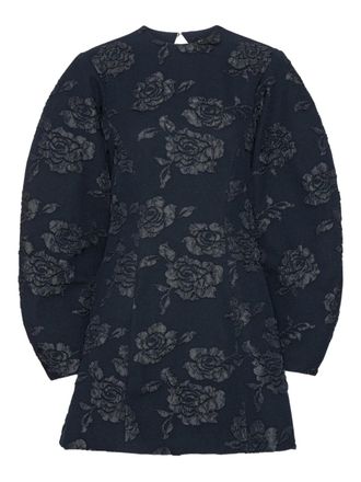 Rotate floral-jacquard mini dress - women - Recycled Polyester/Elastomultiester/Polyester - 34 - Blue