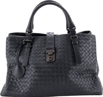 Bottega Veneta Grey Intrecciato Nappa Roma Bag Medium (Authentic Pre-Loved)