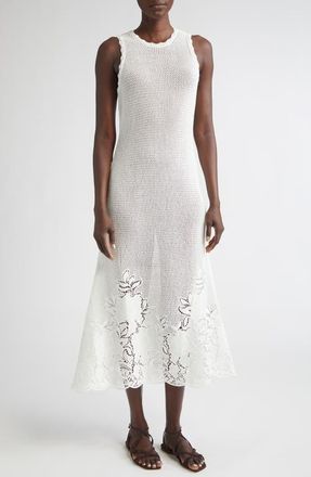 Erdem Open Knit Sleeveless Midi Dress in Ivory at Nordstrom, Size X-Small