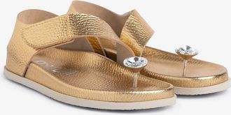 Pedro Garcia Crystal thong in black metallic leather | Duna | centenary |