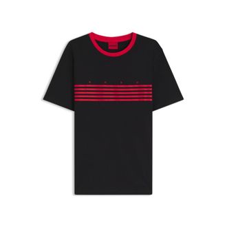 HUGO BOSS Cotton T-shirt with printed stripes