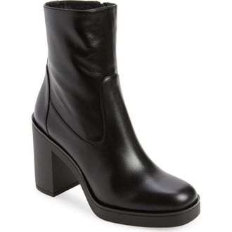 Stuart Weitzman Bethenny 80 Zip Bootie in Black Leather at Nordstrom Rack, Size 8.5
