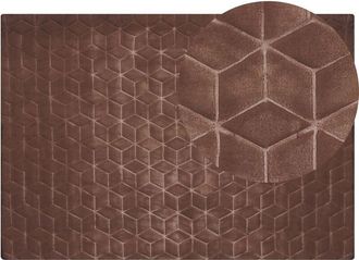 Beliani Faux Fur Rug THATTA Brown 160 x 230 cm