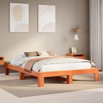 Berkfield Home Bed Frame without Mattress Wax Brown 150x200 cm King Size Solid Wood Pine
