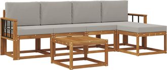 vidaXL Conjunto De Sof&aacute;s De Exterior 6 Uds. Gris Natural Y Claro Vidaxl