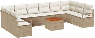 vidaXL Conjunto De Sof&aacute; De Jard&iacute;n 11 Pcs Beige, Blanco Vidaxl