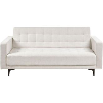 Beliani Divano Letto Modulare a 3 Posti in tessuto Imbottito bianco sporco Aberdeen