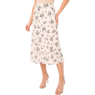 CeCe by Cynthia Steffe Bias Cut Satin Midi Skirt in Buttercream at Nordstrom, Size X-Large