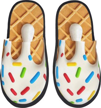 Generic Slippers White Ice Cream Reusable Slipper Lightweight Cotton Slipper For Guest Room Bedroom Ladies M
