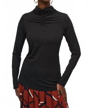 Joseph Ribkoff Rouched Neck Top In Black