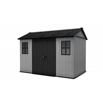Keter Caseta De Jard&iacute;n De Resina Evotech+, 350 X 230 Cm, Con Suelo Y Puerta Doble, Carga De Nieve De 150 Kg/m&sup2;, Newton Plus 7511/1175, Gris, Keter