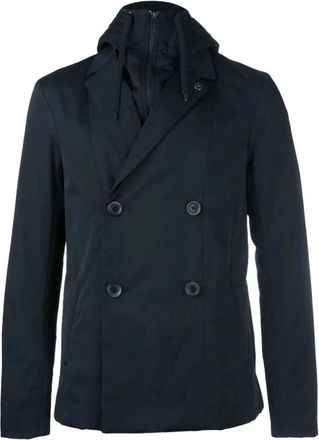 Emporio Armani Jassen, Heren, Blauw, M, Hooded Caban Coat