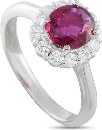 Luxury Bazaar Platinum 0.41ct Diamond and Ruby Ring MF14-052126