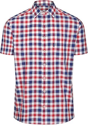 Champion Check Shirt Short Sleeve Chest Pocket Brushed Plain Mens M-5XL Holkham (UK, Alpha, L, Regular, Regular, Red)