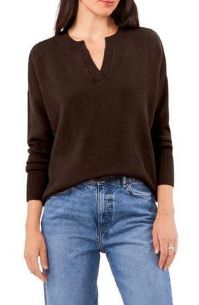 Vince Camuto Drop Shoulder V-Neck Sweater in Chocolate at Nordstrom Rack, Size Medium