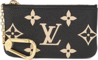 Louis Vuitton Beige Black Leather Coin Purse/Coin Case (Pre-Owned)