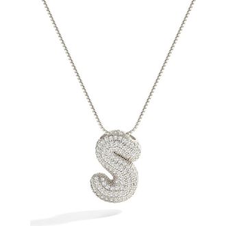 Mint & Lily Pave Bubble Initial Necklace in Silver /Letter S at Nordstrom