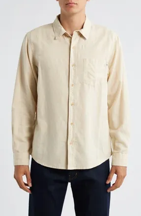 AG - Adriano Goldschmied Wesley Linen & Cotton Button-Up Shirt in Natural Ivory at Nordstrom, Size Large