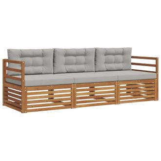 vidaXL Set Di Divani Da Esterno 3 Pz Naturale E Grigio Chiaro Vidaxl