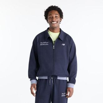 New Balance Hombre Sport Legacy Pique Jacket en Azul, Poly Knit, Talla 2XL