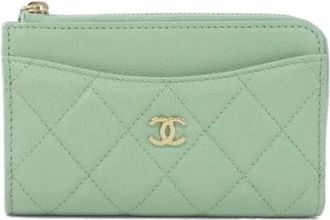 Chanel Pre-owned Wallets, female, Green, Size: ONE SIZE Pre-owned Leather wallets