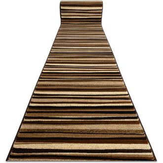 RugsX Rugsx - Alfombra De Pasillo Royal 5374 Ondas Rayas Beige / Marr&oacute;n 80cm Brown 80x440 Cm