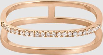 Vanrycke Bague Charlie Double Semi-Pavée Diamants Or Rose