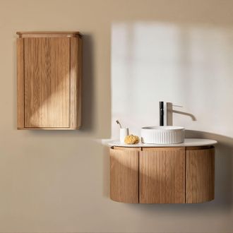 Sklum Conjunto De Mueble De Ba&ntilde;o Suspendido 90x50 Cm En Madera Carsone Sklum