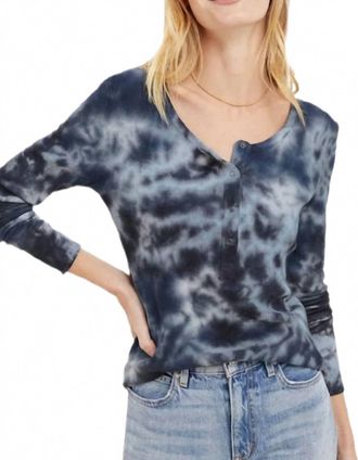 Splendid Forever Henley Top In Midnight Tie Dye