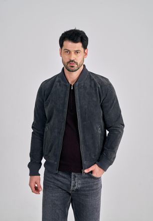 Freaky Nation Lederjacke FREAKY NATION Ted, Herren, Gr. 4XL (56), grau (anthrazit), Oberstoff: 100% Leder, Futter: 100% Polyester, klassisch, Jacken Lederjacke