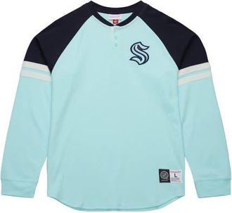 Mitchell & Ness Mens Mitchell & Ness Light Blue Seattle Kraken Thermal Henley Long Sleeve T-Shirt at Nordstrom, Size Xx-Large
