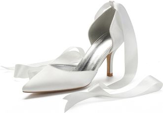 Miyoopark Women Shoes Heels for Wedding Closed Pointed Toe Evening Pumps Shoes M519 Ivory UK 4.5