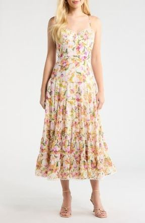ASTR the Label Lianna Tiered Maxi Sundress in Pink Multi Floral at Nordstrom Rack, Size X-Small