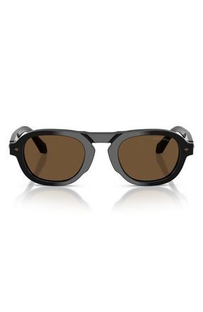 A|X Armani Exchange 49mm Pillow Sunglasses in Black /Dark Brown at Nordstrom