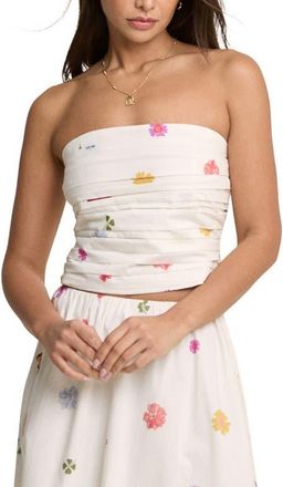 Nobody's Child Felicity Floral Print Bandeau Top in White at Nordstrom, Size 12