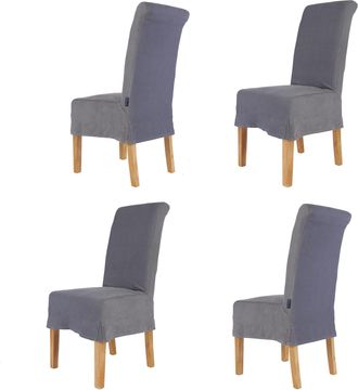 Dibor Set of 4 Riviera Loose Cover Kitchen Furniture Dining Room Chair - Grey