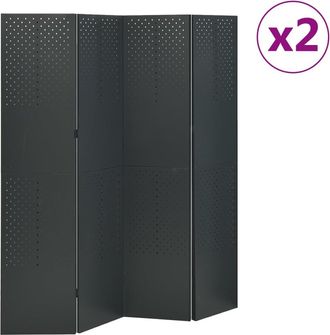 vidaXL Biombos Divisores De 4 Paneles 2 Uds Antracita Acero 160x180 Cm Vidaxl