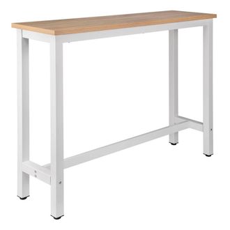 Woltu Woltu Tavolo Bar 140 Cm Da Pranzo Cucina In Metallo E Legno Tavolino Caff&egrave; Alto Rovere+bianco