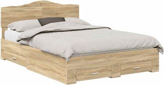 vidaXL Estructura De Cama Con Cabecera Roble Sonoma 140 X 190 Cm Vidaxl