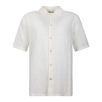 MC2 Saint Barth Short Sleeve Shirts, male, White, Size: XL Sifnos Short Sleeve Sangallo Fiore Shirt