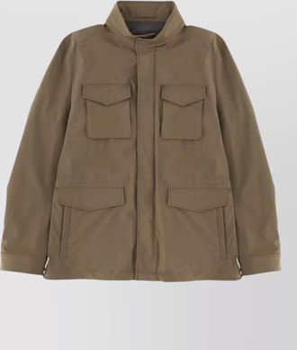 Herno high collar jacket long sleeves waist